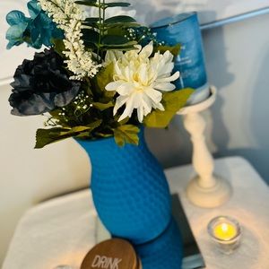 Larger blue acrylic painted vase